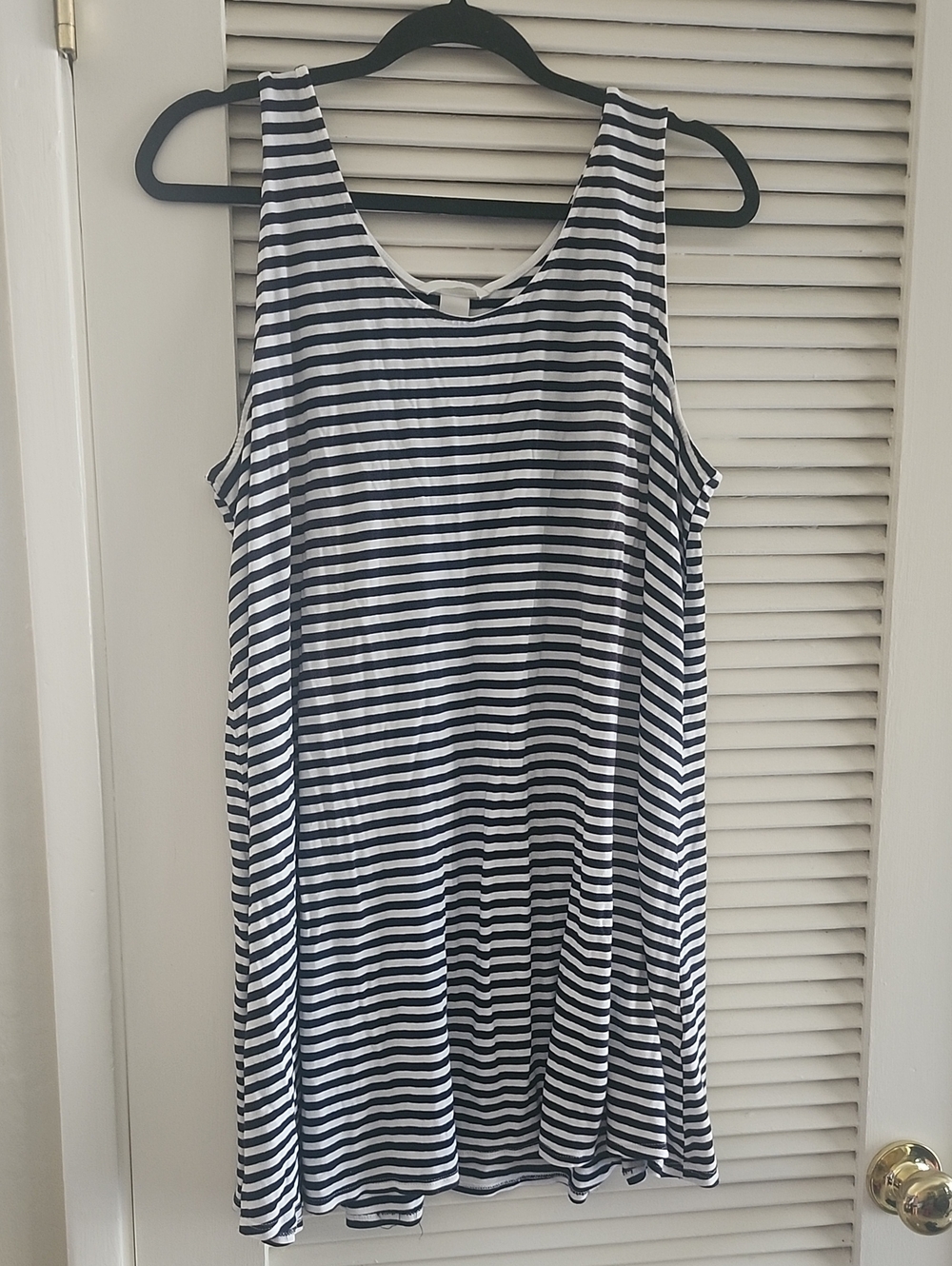 H&M Black & White Striped Sleeveless Tunic Top